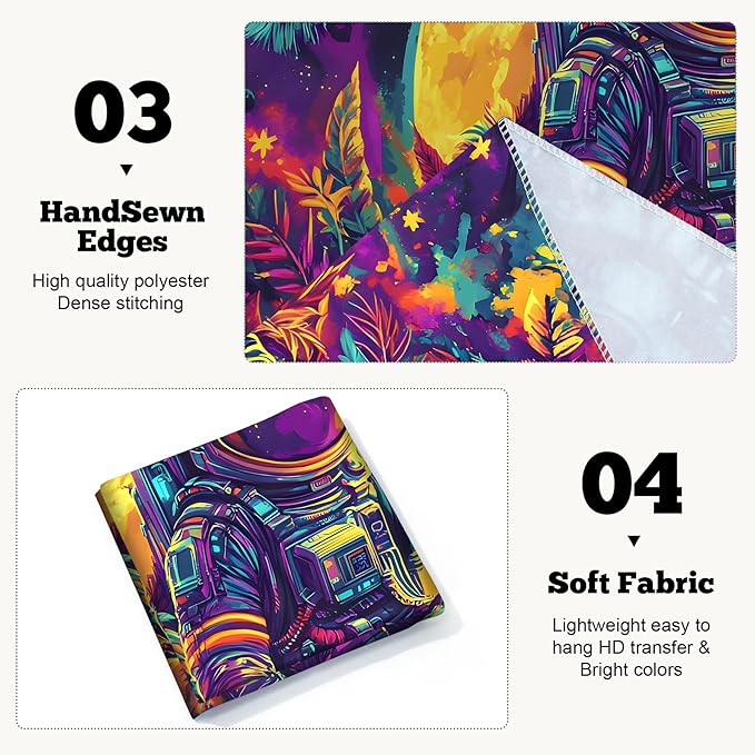 BVBOX Blacklight Space Astronaut Tapestry UV Reactive Galaxy Planet Glow in Dark Tapestries Black Light Poster Neon Wall Hanging Art for bedroom Living Room (Astronaut & Moon-1M)