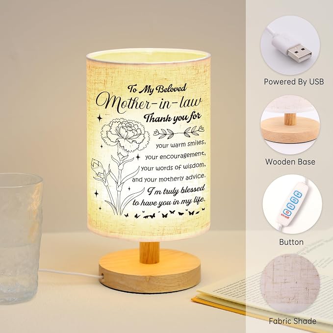 WSYEAR Gifts for Mother in Law, Birthday Mother in Law Gifts from Daughter in Law Beautiful Lamp Mothers Day Gifts for Bedside Home Decoration
