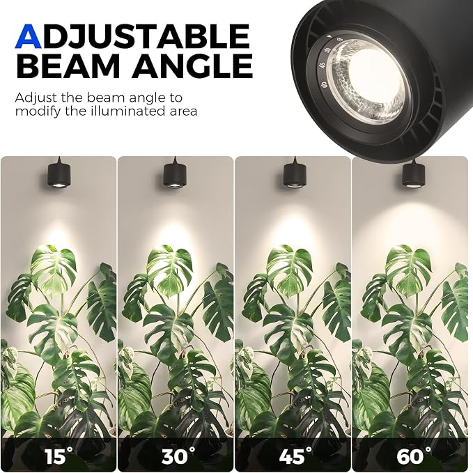 Barrina TR40 Hanging Grow Lights for Indoor Plant, 40W 4000K Full Spectrum | Adjustable Beam Angle 15°-60°, High PPFD, Mechanical Timer, Plant Lights for Indoor Growing for Large Tall Plants, Black