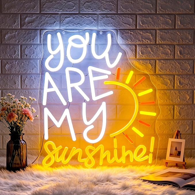 Neon Sign, Sunshine Neon Signs for Wall Decor LED Signs Neon Light | You Are My Sunshine Neon Sign, Inspiration Led sign for Bedroom, Living Room, Home Decor, Dimmable, Gift, USB Powered
