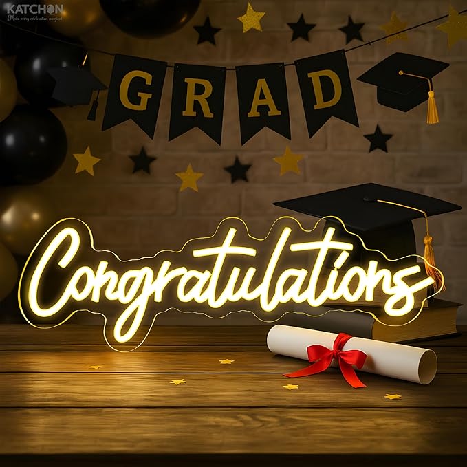 KatchOn, Congratulations Neon Light Sign | Congratulations Light Up Sign For 2026 Graduation Decorations | Graduation Decorative Lights | Backdrop for Grad Decorations Class of 2026