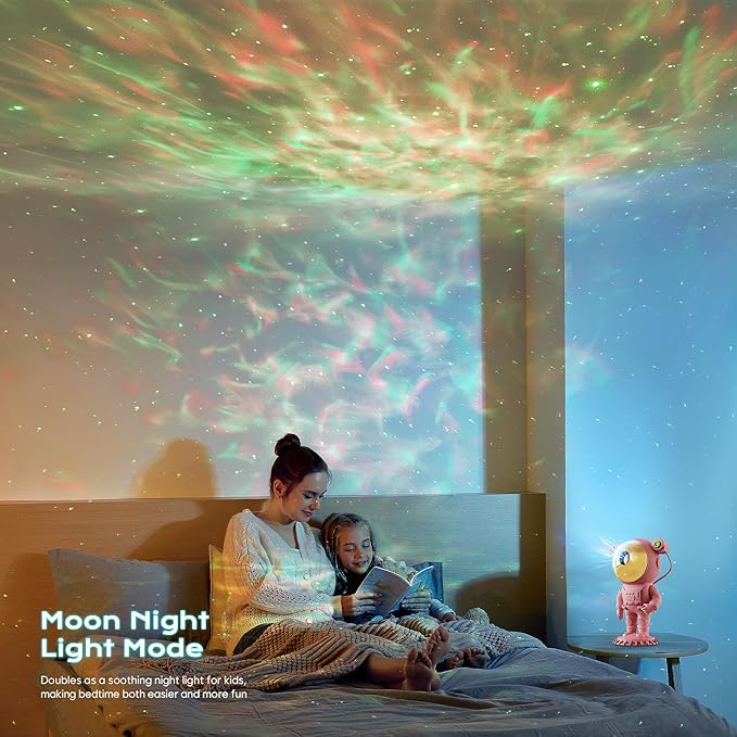 Astronaut Galaxy Starry Sky Projector, Night Light with Remote Control & Timer, Gift (Pink)