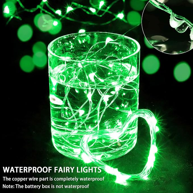 6 Pack Fairy Lights Battery Operated with Remote Timer 8 Lighting Modes,7ft 20 LED Waterproof Mini String Lights for Halloween Christmas Table Centerpieces Bedroom Decorations,Green