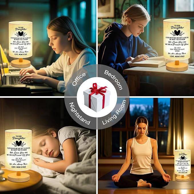WSYEAR Gifts for Daughter from Mom Dad Table Lamp, Daughter Birthday Gifts from Mother, Night Light Gifts to Daughter from Father for Christmas Graduation Wedding Gifts