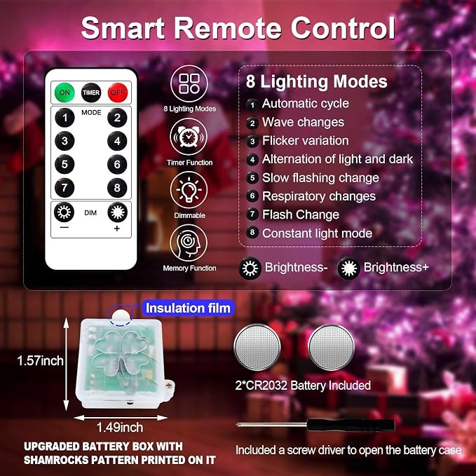 ZGWJ 12 Pack Pink Fairy Lights, Mini String Lights with Remote and Timer | 8 Lighting Modes Timing Function Battery Operated 7 FT 20 LED Waterproof,Halloween Christmas Tree Parties Decor