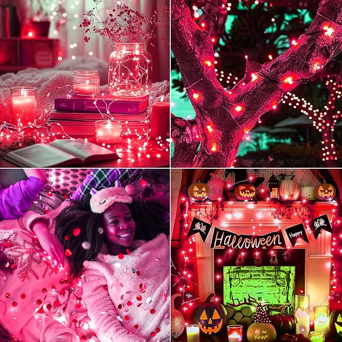 50 Pack Fairy Lights Battery Operated, 7ft 20 LED 3 Modes Speed Twinkle Mini String Lights Waterproof Silver Wire Firefly Starry Lights for Mason Jars Wedding Party Christmas Decorations