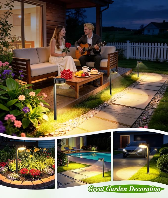 12 Pack Solar Pathway Lights Outdoor, Solar Powered Landscape Path Light with Larger LED Lens, Brighter Up to 12 Hrs Waterproof Outdoor Solar Light for Yard Garden Walkway Driveway Sidewalk