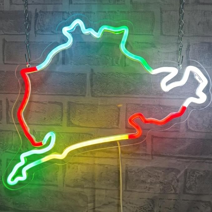 Nurburgring Neon Sign, USB Powered LED Racing Room Decor | Race Track Wall Decor for Bedroom, Game Room, Garage, Man Cave, Party Decoration and Car Enthusiast Gift
