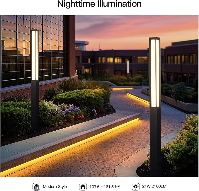 MVBT 92" Landscape Path Lights, IP65 Waterproof Tall Pathway Lights Wired | 3000K Outdoor Modern Landscape LED Bollard Driveway Lighting, High Voltage Floor Lamp for Walkway Lawn Patio Yard Garden