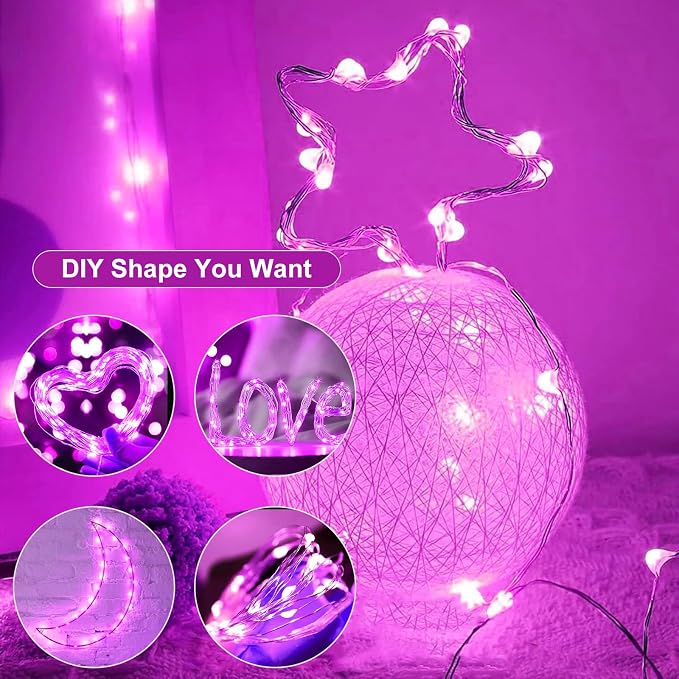 50 Pack Fairy Lights Battery Operated, 7ft 20 LED 3 Modes Speed Twinkle Mini String Lights Waterproof Silver Wire Firefly Starry Lights for Mason Jars Wedding Party Christmas Decorations