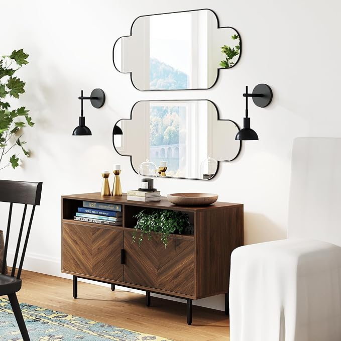 Nathan James Tamlin Wall Light Fixture, Wall Mounted 1-Light Lamp, Plugin Sconce with On/Off Switch for Living Room, Reading Nook or Bedroom, Matte Black, Set of 2