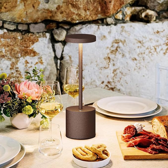 Cordless Table Lamp Rechargeable,Battery Powered LED Outdoor Table Light | SAKRINGT 3 Color Stepless Dimming,72Hrs Long Lasting Battery Operated,Portable Waterproof Touch for Patio Restaurant Dining