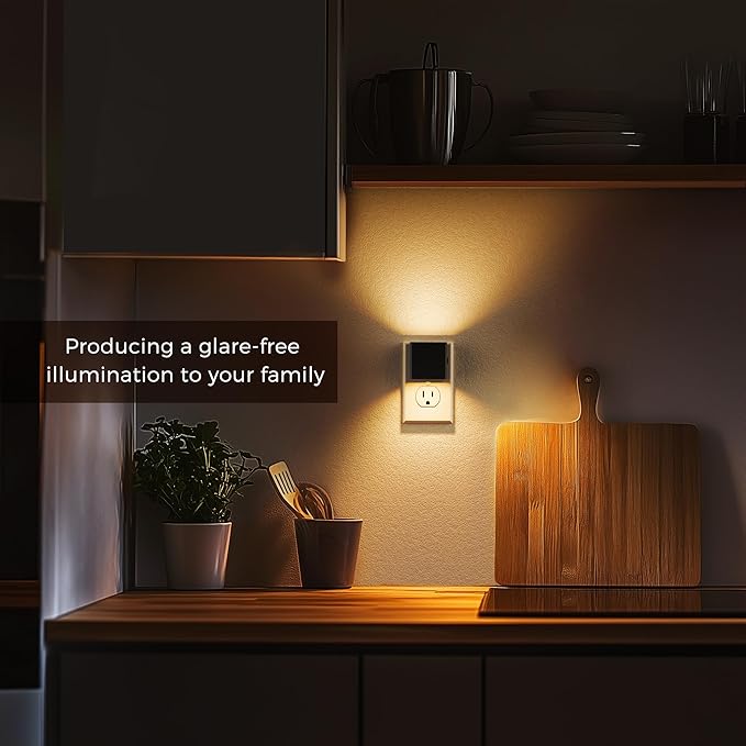 L LOHAS LED Night Light,Night Lights Plug into Wall,[2-Pack] | Dusk to Dawn Sensor,Brightness Adjustable,3000K Soft White,Plug in Nightlight for Adults Bathroom Hallway Kitchen