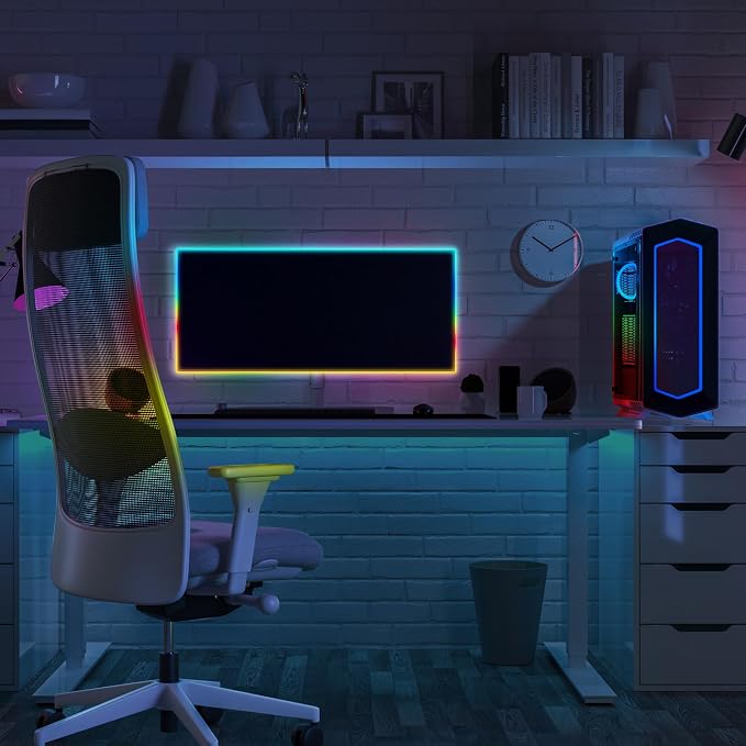 Feit Electric Ultrathin Smart Chasing Color LED Light Strip, 5FT USB Powered, App & Remote Control, Dynamic Multicolor Effects, Compatible with Alexa & Google Home, TAPE60TCOB/RGBUSB/AG