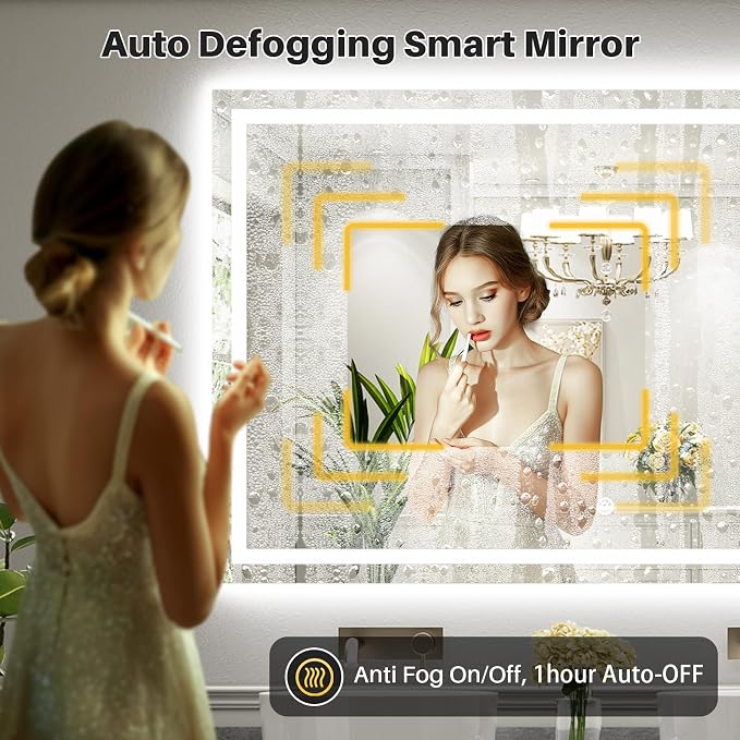 84x40 Inch LED Bathroom Mirror with Lights, Backlit & Front Lit | Anti-fog, 3 Color Dimmable, Memory Function, HD Reflection Tempered Glass, ETL Listed, IP54 Waterproof
