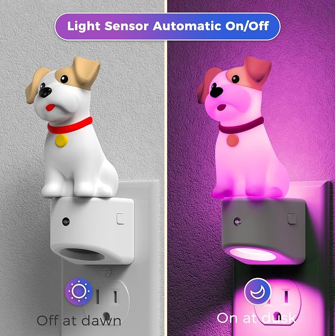 L LOHAS LED Night Light for Kids,3D Cute Puppy Night Lights | Schnauzer with Dusk to Dawn Sensor,RGB+Soft White 3000K,Dog Night Light,Birthday Gift Nightlight for Kids Decor