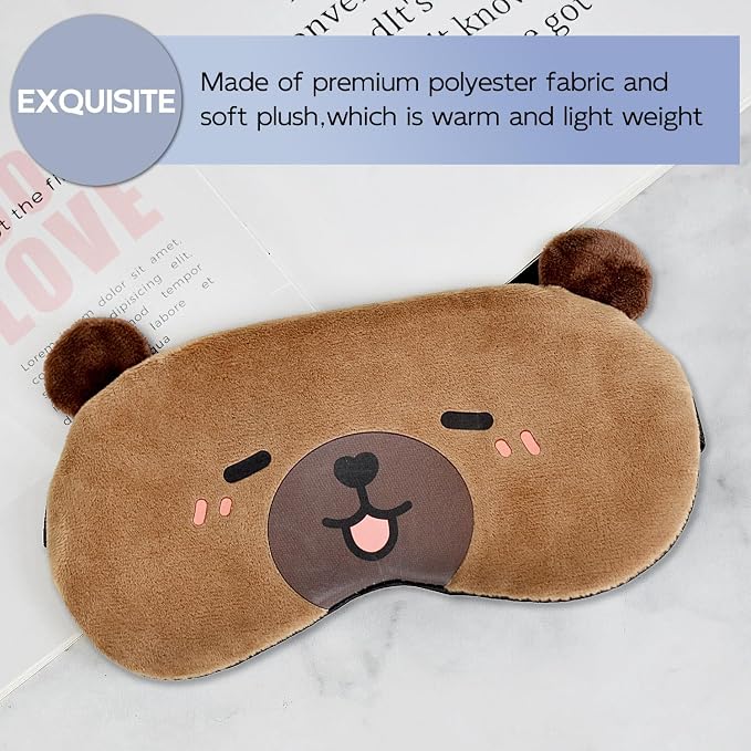 Cute Sleep Masks Cartoon Capybara Eye Mask Plush Sleeping Mask & Travel Blindfold Funny Novelty Eye Shade for Women Men (Capybara)