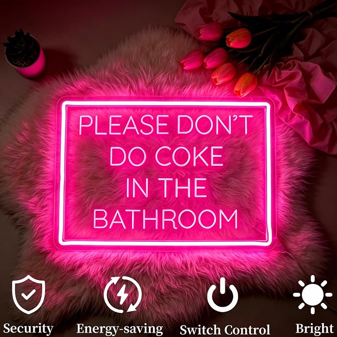 Pink Neon Sign Led Sign Neon Signs for Wall Decor Neon Lights | Please Don't Do In The Bathroom Led Light Up Sign, Pink Room Decor, Boys Girls Gift, Party, Wall Decor, 5V USB Powered
