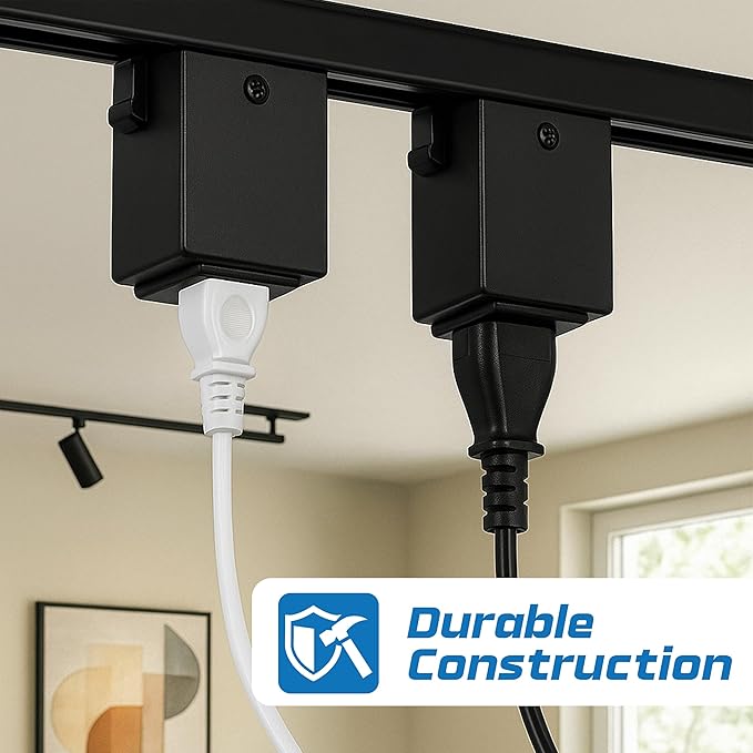 OHLECTRIC H-Track Lighting Outlet Adapter, H-Type Track (2-Pack) Black Power Plug Accessory for Track Rail Systems, H-Style, Adds Standard Electrical Outlet to Existing Track, Easy Installation