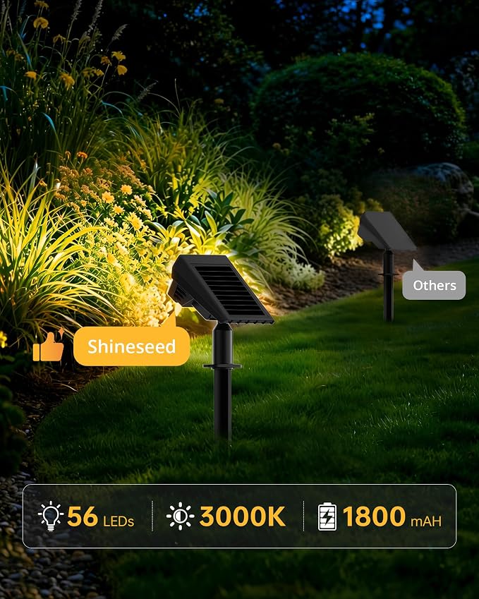 Solar Lights Outdoor Waterproof IP65, 56 LED 3 Lighting Modes Solar Spot Lights Outdoor, Solar Powered Landscape Lighting for Yard Pathway Garden, 4 Pack (Warm White)