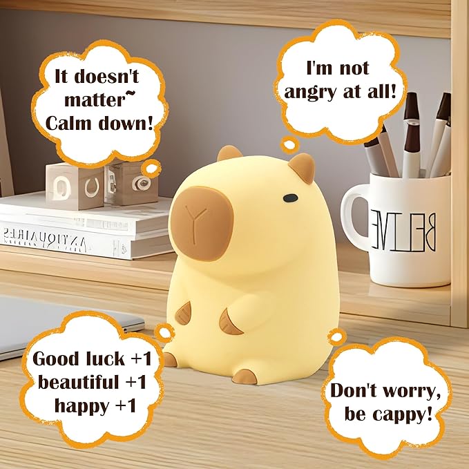 Cute Capybara Gifts, Capybara Lamp, Squishy Animal Night Light with Timer & Dimmer for Bedroom Decor, Silicone Rechargeable Bedside Light for Kids Boys Girls Women Baby Toddler Teens Gifts