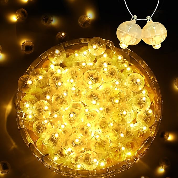 50PCs Mini Led Lights, Led Balloons Light for Party Decorations Neon Party Lights for Paper Lantern Easter Eggs Birthday Party Wedding Halloween Christmas Decoration(Glow steadily Warm White)