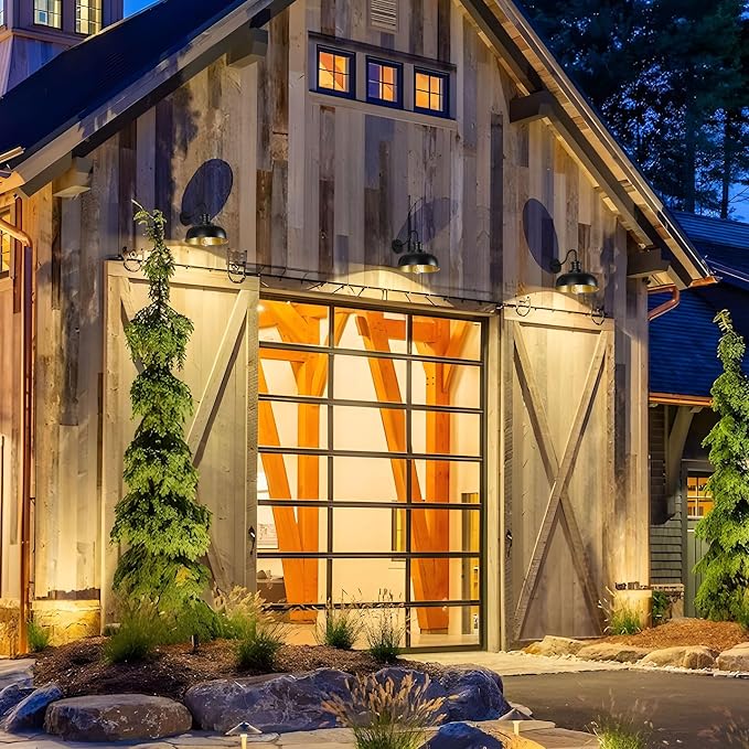 Solar Barn Light for Outside, Outdoor Wall Lights Solar Powered, Farmhouse Exterior Wall Sconce, Industrial Outside Lighting Fixture, Rustic Lantern Works with Gooseneck Barn Shed Garage Patio