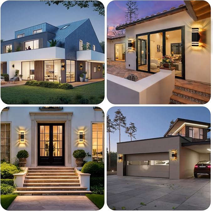 LMP Dusk to Dawn Outdoor Lighting, Wall Sconce with 5w LED Bulbs, Outside Lights for House IP65 Waterproof Aluminum Up and Down Outdoor Lights for House, Garage, Porch, Doorway