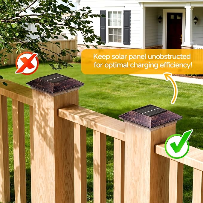 16 Pack 4x4 Solar Post Light, 3 Mode Wooden Vinyl Fence Cap, Brown | 3 color temperatures, Waterproof LED Solar Post Lights, Patio Porch Decor, Only Fit Two True Size Post: 3.5''x3.5'', 4''x4''
