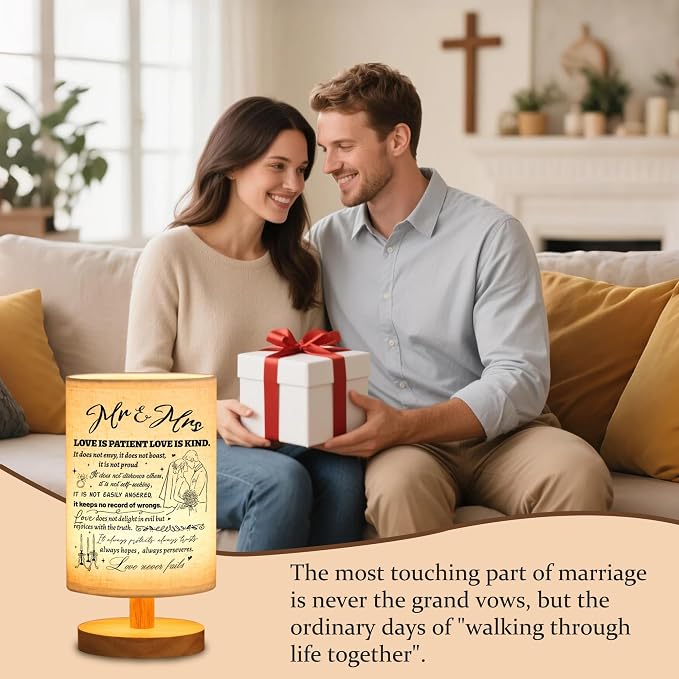 WSYEAR Wedding Gifts for Couples 2025 Table Lamp, Bridal Shower Gifts for Bride to Be, Anniversary Mr and Mrs Gifts, Wedding Gifts for Newlyweds Just Married Gifts Wedding Night Light