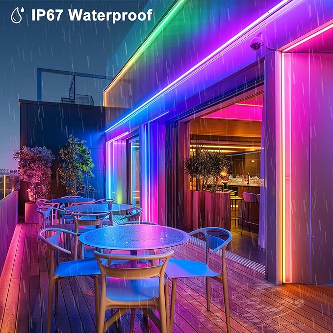 DBFAIRY Smart Neon Rope Light, 16.4Ft RGB Color Changing IC Neon Rope Lights with App Remote Music Sync, Silicone Waterproof Flexible DIY Rope Strip Lights for Living Room Gaming Party Outdoors Decor
