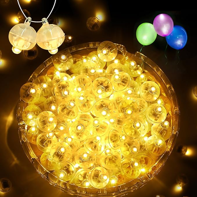 100Pcs Balloon Lights with Lanyard, Balloons Light for Party Decorations,Paper Lantern,Easter Eggs,Birthday Party,Halloween Christmas Decoration(Glow steadily Warm White)