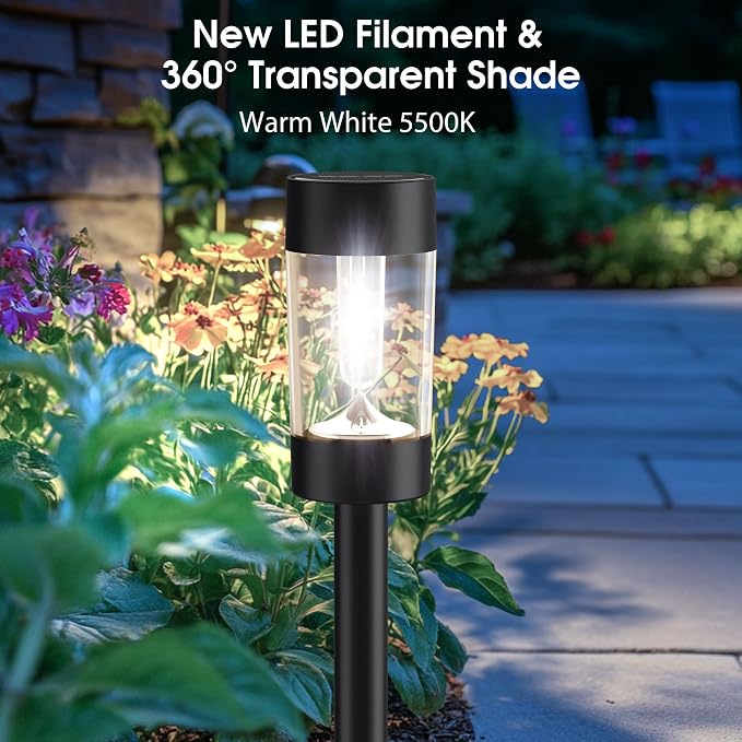 Eyrosa Solar Pathway Lights Outdoor Waterproof, 8 Pack, Cool White | Solar Landscape Lighting for Pathway Garden Yard Path Walkway Driveway Lawn Outside Décor