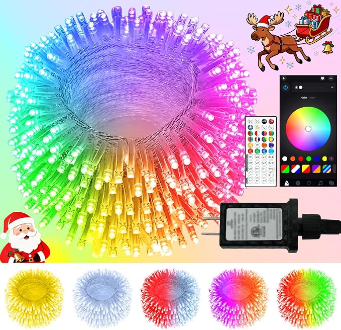 2025 New 138FT 400LED Smart Color Changing Christmas String Lights Outdoor App Control RGB LED String Lights with Remote & Timer, Waterproof Twinkle Christmas Tree Lights Indoor For Holiday Xmas Decor