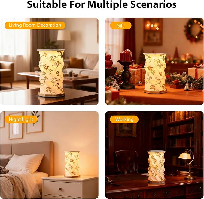 Birthday Flower Folding Lamp, Paper Lantern Lights, Japanese Gifts | Rechargeable Paper Light, Elegant Gift Box – Ideal Anniversary, Birthday Gift for Women, Mom, Grandma-White Carnation