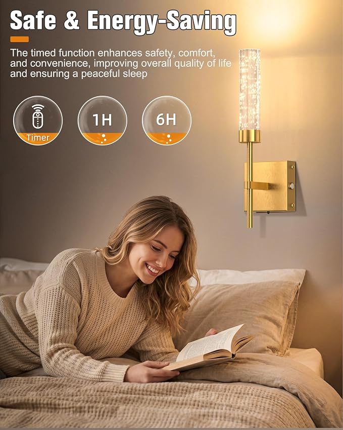 Crystal-Inspired Bubble Wireless Wall Sconces, 10000mAh Battery Operated Wall Sconces Set of 2, 3 Color Temps Rechargeable Wall Lights with Remote, Dimmable Wall Lamp for Living Room Bedroom