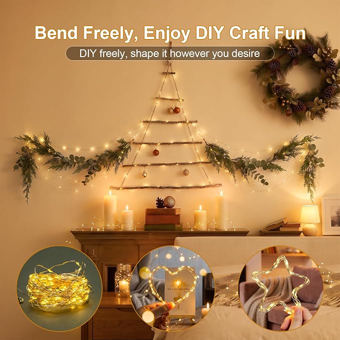 20PACK Fairy Lights Battery Operated with Timer,Mini Fairy Lights | 7FT, 20LED Warm White, Flexible, Copper Wire,Batteries Included, 3 Modes, Twinkle Tiny Lights for Bulk Event, DIY Crafts
