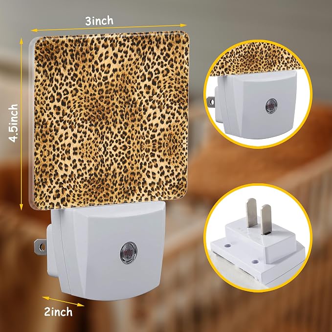 Plug Night Light,Leopard Skin Night Light Lamp Auto Sensor Energy Efficient Dusk to Dawn Lights for Girls Boys Women Room Decor,Hallway,Kitchen,Bathroom,Nursery,Stairs
