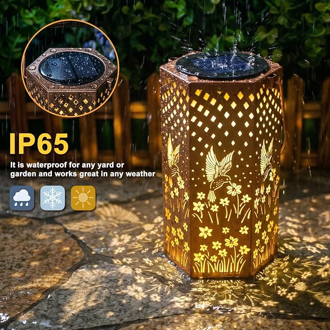 Eandisom Birthday Gifts for Women Solar Lanterns Outdoor Waterproof | Hummingbird Hanging Solar Lights Outside for Yard, Patio, Garden Decor, Mothers Day Gifts for Mom Grandma