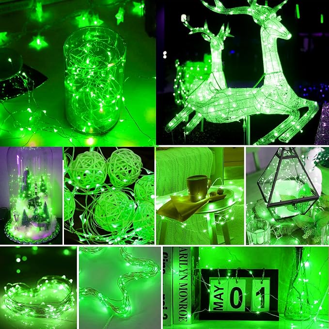 pozzolanas 12 Pack Green Battery Operated String Lights - 7ft Waterproof Fairy Lights with 20 LEDs for Home, Mason Jar, Party, Wedding, Halloween, Christmas Decorations