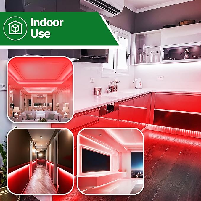 Tupkee LED Rope Light Red - for Indoor and Outdoor use, 24 Feet (7.3 m) - 10MM Diameter - 144 LED Long Life Bulbs Rope Tube Lights - Pack of 2