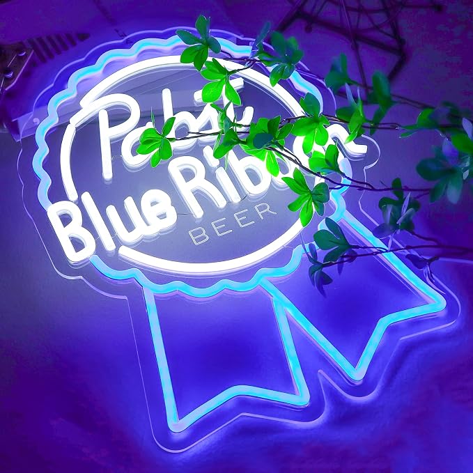 AHlove Pabst Beer Neon Sign for Wall Decor，LED Neon Lights for Bar Pub 、Man Cave，Birthday、Christmas Gifts for Man