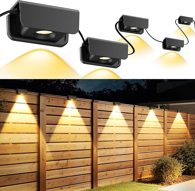 Fence Lights Outdoor, 10 Pack Deck Light with wire, Warm White Step Lights | IP65 Waterproof Outdoor for Stairs, Step, Wall, Yard, Porch, Garden, Patio, and Pathway