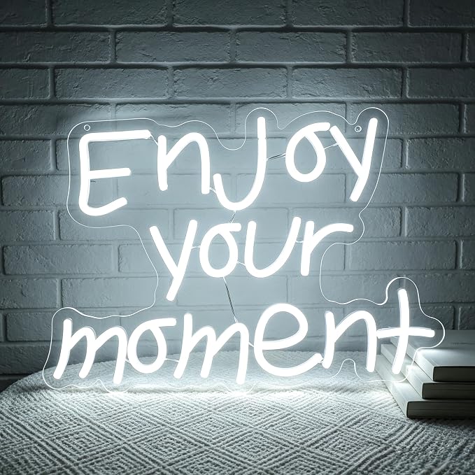 Positive Neon Lights Signs Neon Sign Led Sign Light for Wall Decor | Enjoy Your Moment Neon Sign for Room Decor,Man Cave Decoration,Dormroom,Wall Decor,Gift,5V USB Powered