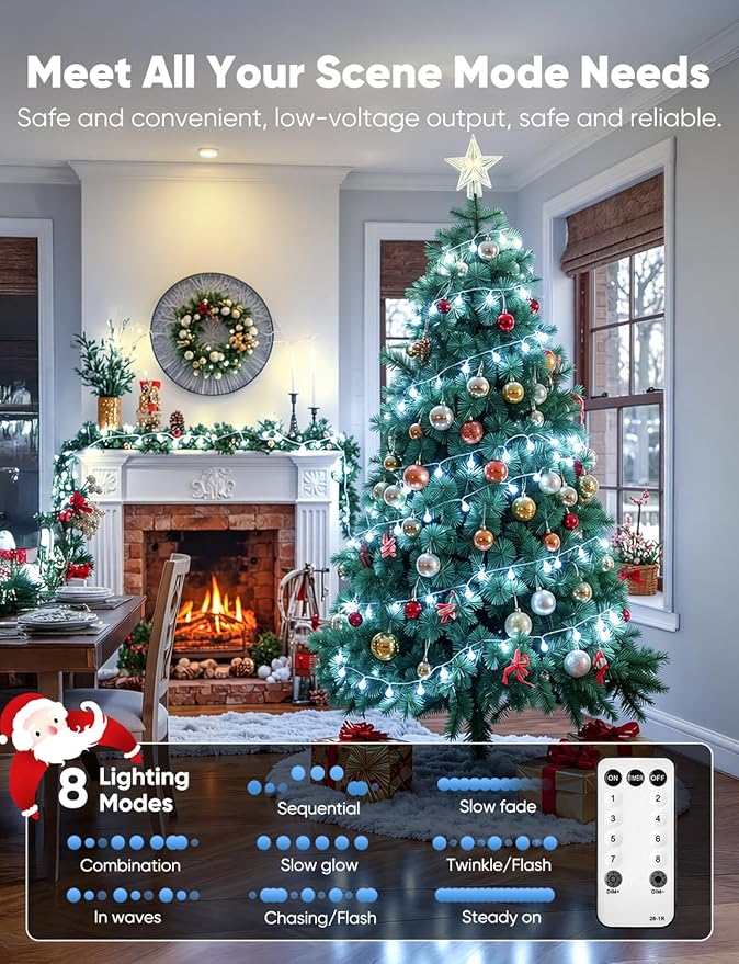 Minetom 33 Feet 100 Led Globe Ball String Lights, Fairy String Lights Plug in with Remote, Waterproof Globe String Lights for Indoor Outdoor Party Wedding Christmas Tree Garden Decoration, Pure White