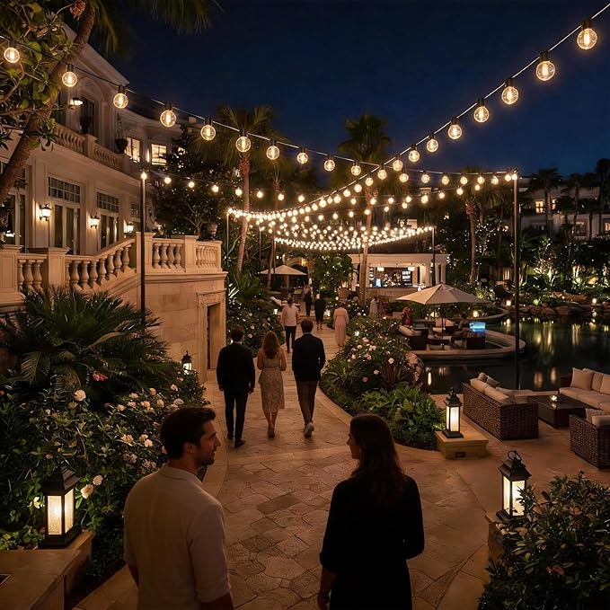 RTTY Outdoor String Lights 200ft, G40 Led Patio Globe Lights with 78pcs Plastic Bulbs, Shatterproof Waterproof Connectable Hanging for Porch Cafe Bistro Backyard Gazebo Balcony Deck Party
