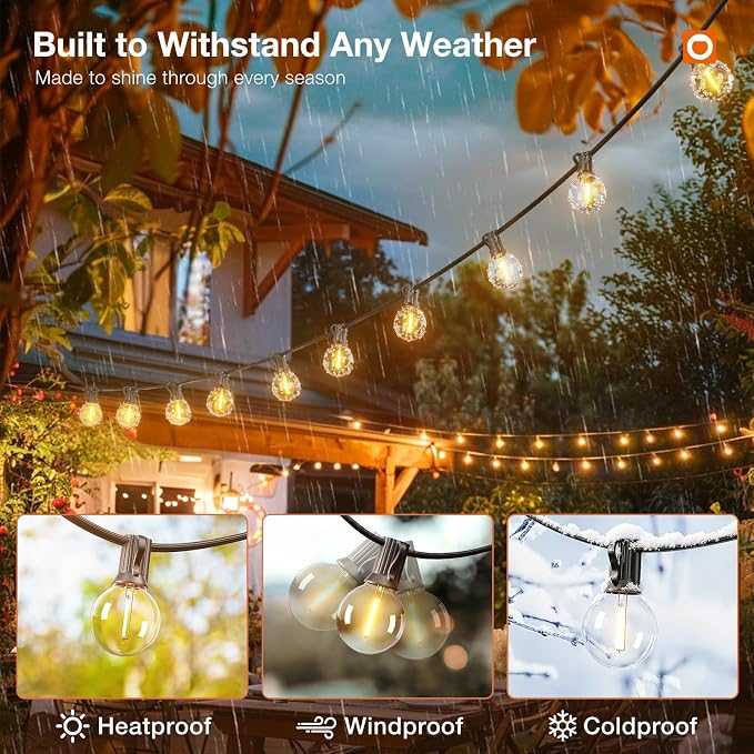 addlon 200FT Outdoor String Lights G40 with Remote Control Dimmable Patio Globe LED 108 Bulbs Waterproof Shatterproof, Hanging Outside Lighting for Backyard Garden, Deck, Balcony, Porch, Café, Bristo