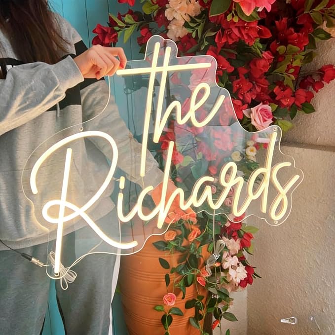OPBYWE Custom Neon Signs, Personalized Large LED Neon Light Signs for Wall Decor, Customizable Name Logo for Wedding, Business, Bar Shop,Bedroom & Birthday Party, Ready to Hang