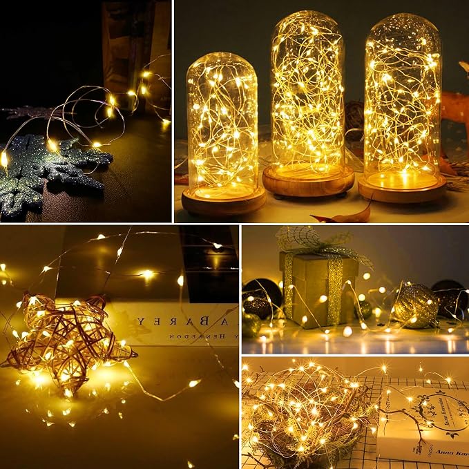 AIKEI 100 Pack LED Fairy Lights Battery Operated, Mini String Lights Waterproof 7 Feet 20 Led Firefly Starry Lamps for Wedding Party Bedroom Garden Christmas Decoration Warm White