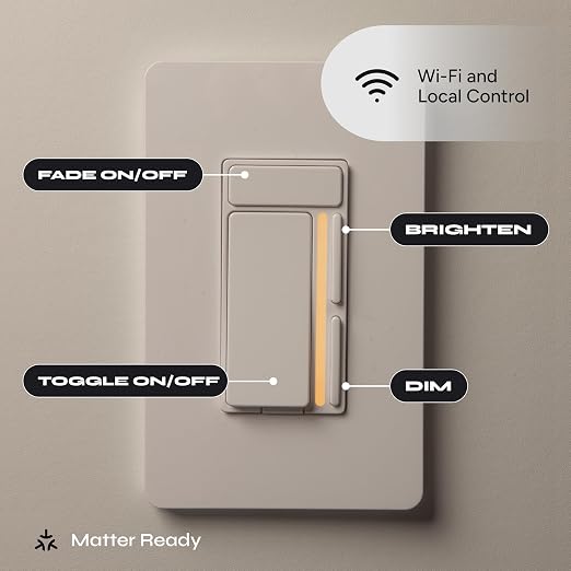 LIFX Smart Dimmer Switch - Wi-Fi 2.4GHz Matter Certified, 3-Way - 4-Button | Voice Control Alexa, Siri, Google, Scheduling, Single-Pole, Neutral Wire Required, works with smart & standard dimmable bulbs